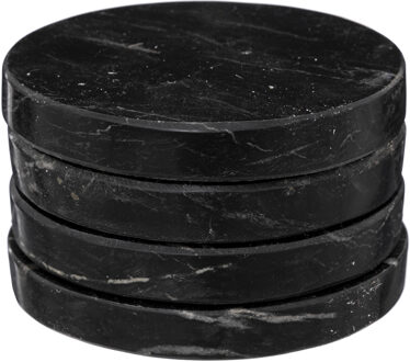 Onderzetters glazen - 4x stuks - Marmer - Zwart