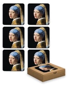 Onderzetters Meisje met de parel 6 stuks multi