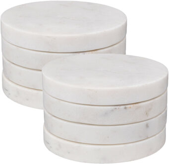 Onderzetters voor glazen - 12 stuks - Marmer - Wit