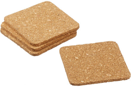Onderzetters voor glazen - 24x - vierkant - kurk - 9 x 9 cm