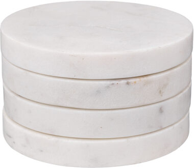 Onderzetters voor glazen - 4 stuks - Marmer - Wit