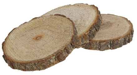 Onderzetters voor glazen - 4x stuks - bruin - hout - 8 cm - boomschijfjes