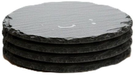 Onderzetters voor glazen - 4x stuks - rond - Leisteen - 10 cm
