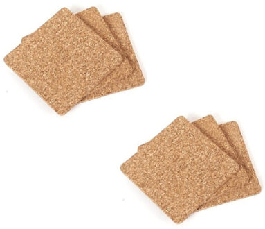 Onderzetters voor glazen - 8x - vierkant - kurk - 9 x 9 cm