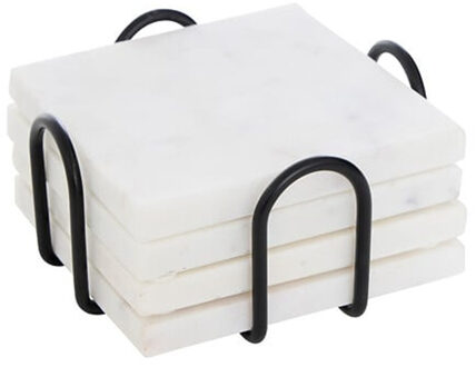 Onderzetters voor glazen - marmer - 4x stuks - 10 x 10 cm