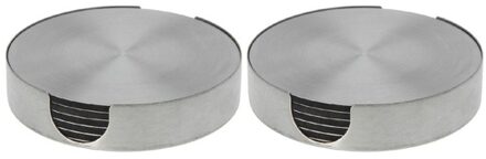 Onderzetters voor glazen - RVS - set van 12x - rond - diameter 10 cm