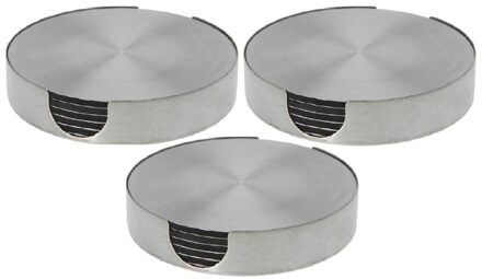 Onderzetters voor glazen - RVS - set van 18x - rond - diameter 10 cm