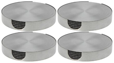Onderzetters voor glazen - RVS - set van 24x - rond - diameter 10 cm