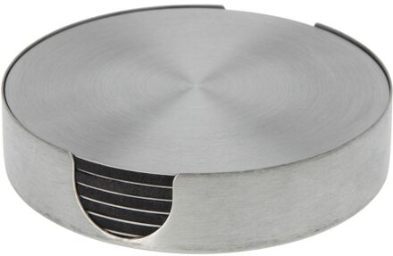 Onderzetters voor glazen - RVS - set van 6x - rond - diameter 10 cm Zilver