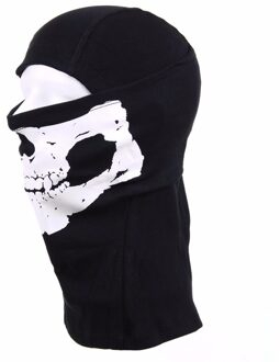 One hole motorhelm muts / skimuts skelet - zwart / wit - katoen - one size - outdoor / bivak / wintersport / ondermuts - eengaats balaclava