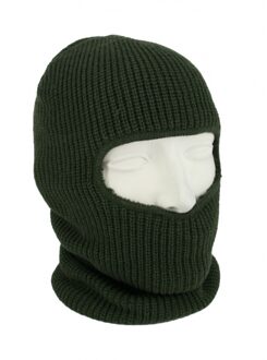 One hole muts / skimuts - legergroen - one size - outdoor / bivak / wintersport - warme eengaats balaclava