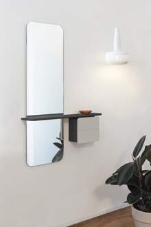 One More Look spiegel pearl white - met houten kastje Wit