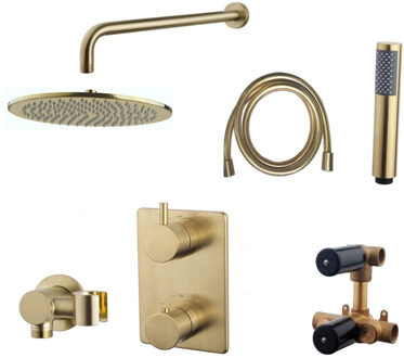 one-pack inbouwthermostaat doucheset rond type 404 GS (20 cm), geborsteld messing