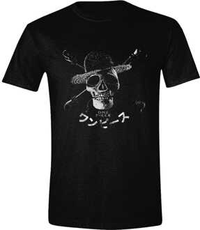 One Piece Live Action T-Shirt Greyscale Skull Size M