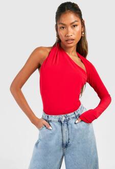 One Piece Met Één Mouw En Open Rug, Red - 42