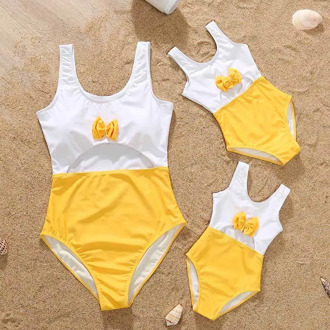 One Piece Swimwear Family Matching Swimsuit Mother Daughter Kids Baby Women Girl Bikini Beach Swimwear