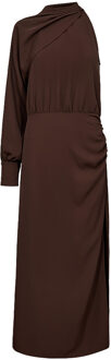 One-shoulder maxi-jurk Sana  bruin - S,
