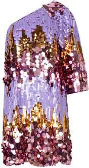 One-shoulder pailletten jurk Dynamique  paars - S,M,L,