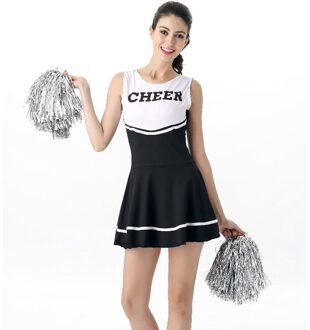 One Size meisje Cheerleader Jurk High School Meisje Cheerleading Uniform Sport Cheer Leader Jurk Cosplay Prestaties Kleding zwart