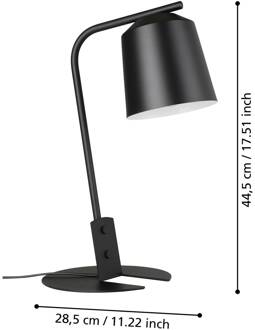 Oneda Tafellamp - E27 - 44,5 cm - Zwart, Wit Wit, Zwart