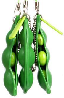 Oneindige Squeeze Edamame Bean Pea Uitdrukking Keten Sleutel Hanger Ornament Stress Verlichten Decompressie Speelgoed Antistress Sleutelhanger 3 stk