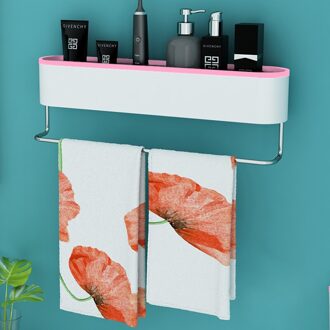Oneup Muur Badkamer Plank Shampoo Cosmetische Douche Plank Drainage Opbergrek Thuis Wc Badkamer Accessoires Handdoek Magazijnstelling roze towel bar