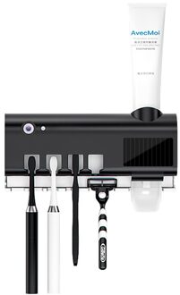 Oneup Uv Tandenborstelhouder Zonne-energie Tandenborstel Sterilisator Tandpasta Dispenser Thuis Cleaner Steriliseren Badkamer Accessoires zwart