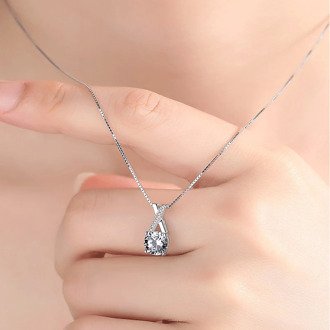 ONEVAN Trendy 925 Sterling Silver AAA Zircon Fine Jewelry Geometric Strip Pendant Necklaces Simple Gift For Women NK023