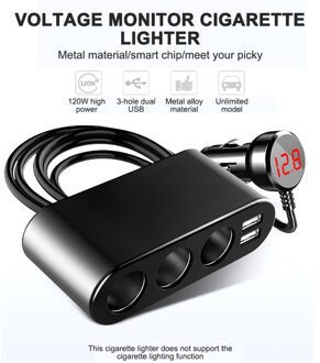 Onever Auto 3 Slot Socket Adapter Plug Dual Usb-poort 5V 3.1A Snelle Chargehigh Temperatuur Bescherming Universele Waterdichte Stabiele