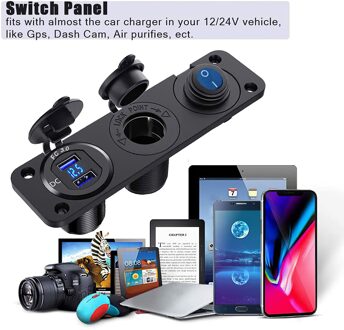 Onever Panel Stopcontact Led Display Charger Socket Waterdichte Auto Dual Usb QC3.0 Fast Charger Socket Sigarettenaansteker