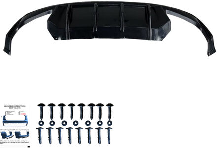 Oneway Achterbumperskirt (Diffuser) passend voor Skoda Octavia IV RS HB/Kombi 2020- - Glanzend zwart OWRV21013