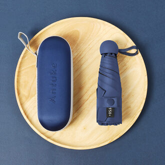 Ongelooflijke Zomer Mini Parasol Kind Raingear Vrouwen Paraplu Opvouwbare Bescherming Parasol Meisjes donker gblue