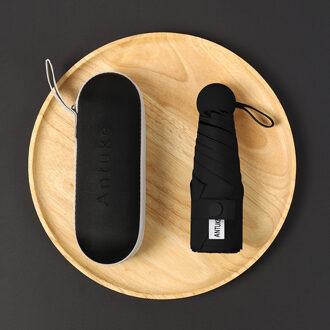 Ongelooflijke Zomer Mini Parasol Kind Raingear Vrouwen Paraplu Opvouwbare Bescherming Parasol Meisjes zwart