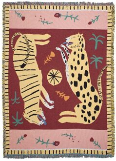 Onglyp Roze Luipaard Art Gooi Deken Sofa Couch Cover Tapijt Muur Opknoping Sprei Tafelkleed Slaapkamer Woonkamer Decor