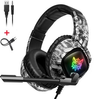 Onikuma K19 Headset Casque Wired Pc Gamer Stereo Gaming Hoofdtelefoon Met Microfoon Led Verlichting Voor PS4 Xbox One/Laptop tablet Donkergrijs