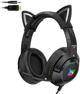 Onikuma K9 Kat Ear Hoofdtelefoon Meisjes Gaming Headset Voor Pc Laptop Xbox Een Headsets Rgb Verlichting Stereo Oortelefoon Met Microfoon zwart