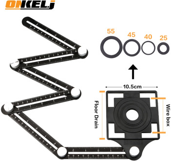 ONKEL.J 6-fold Aluminium Alloy Angle Finder Measuring Ruler Perforated Mold template tool locator drill guide tile hole