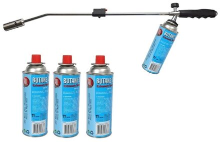 Onkruidbrander / onkruidverdelger met 4 gasbussen 76 cm - Onkruidbranders