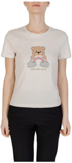 Only Bear Box T-Shirt Dames Collectie Only , Beige , Dames - L,M,S