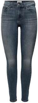 Only Blauwe effen jeans met ritssluiting en knoopsluiting voor vrouwen Only , Blue , Dames - L L30,M L32,Xs L30,S L30,S L32