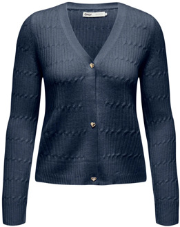 Only Cable V-Neck Cardigan Only , Blue , Dames - L,S