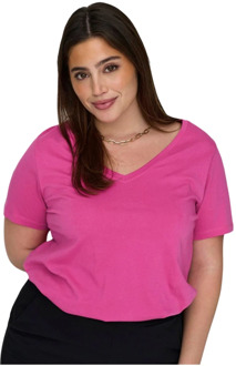 ONLY carmakoma Bonnie Life V-hals T-shirt Only Carmakoma , Pink , Dames - M,S