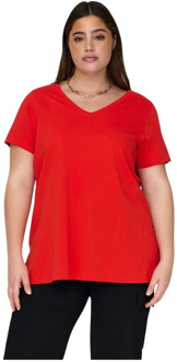 ONLY carmakoma Bonnie Life V-hals T-shirt Only Carmakoma , Red , Dames - M,S
