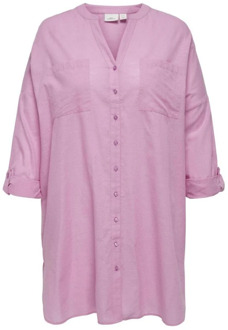 ONLY carmakoma Solid V-Hals Langarm Shirt Only Carmakoma , Pink , Dames - 3Xl,6Xl,5Xl