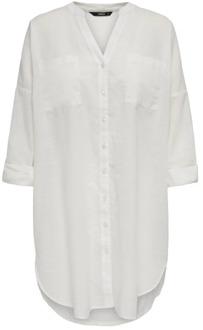 ONLY carmakoma Solid V-Hals Langarm Shirt Only Carmakoma , White , Dames - 6Xl,4Xl,5Xl