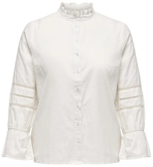 ONLY carmakoma Witte Frill Shirt - Carlena L/S WVN Only Carmakoma , White , Dames - 5XL