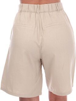 Only Caro linnen short met hoge taille voor dames, crème Bruin - EU 38 / UK 10