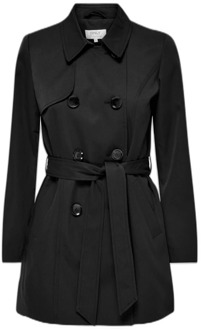 Only Damesjas Only onlvalerie trenchcoat Only , Black , Dames - M,S,Xs