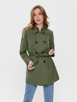 Only Double-breasted Trenchcoat Dames Green Grape Leaf - S