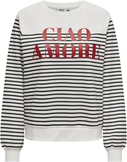 Only Drew Amore Sweater Dames wit - zwart - rood